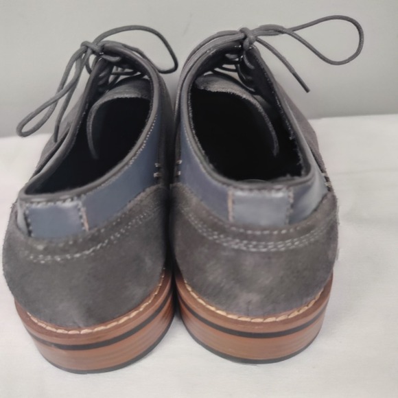Joseph Abboud Cannon Mens 8.5 Gray Leather Suede Oxford Dress Shoes